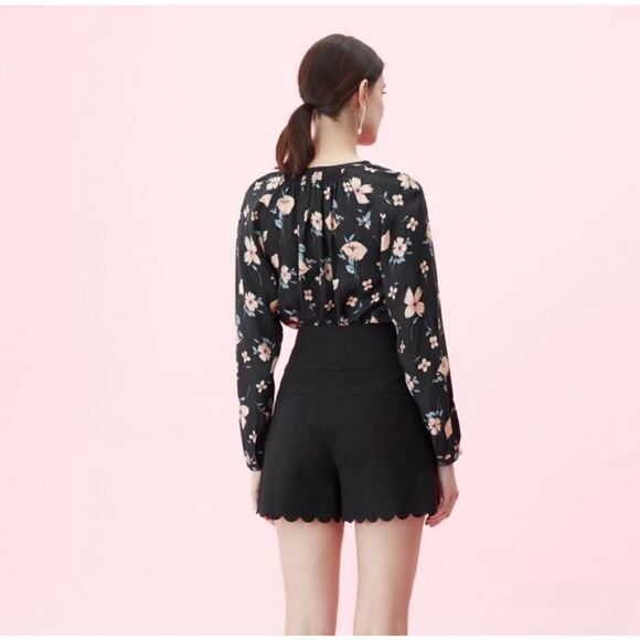 NWOT Rebecca Taylor Black Floral Jacquard Daniella Silk Blouse Size 2 Small - Picture 12 of 16